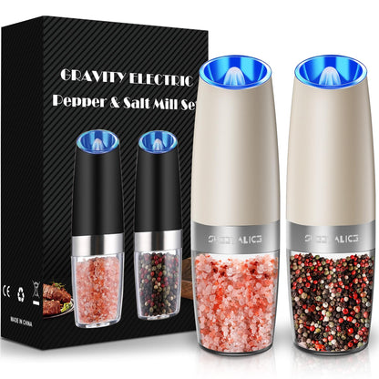 Gravity Electric Pepper and Salt Grinder Set, Adjustable Coarseness, Battery Powered 