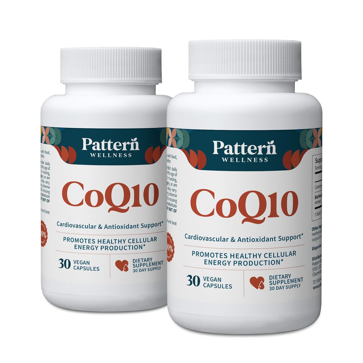 Pattern Wellness CoQ10 – 200mg Ubiquinone with BioPerine® Black Pepper Extract – Cellular Energy & Vitality Support – Non-GMO – 30 Vegan Capsules*