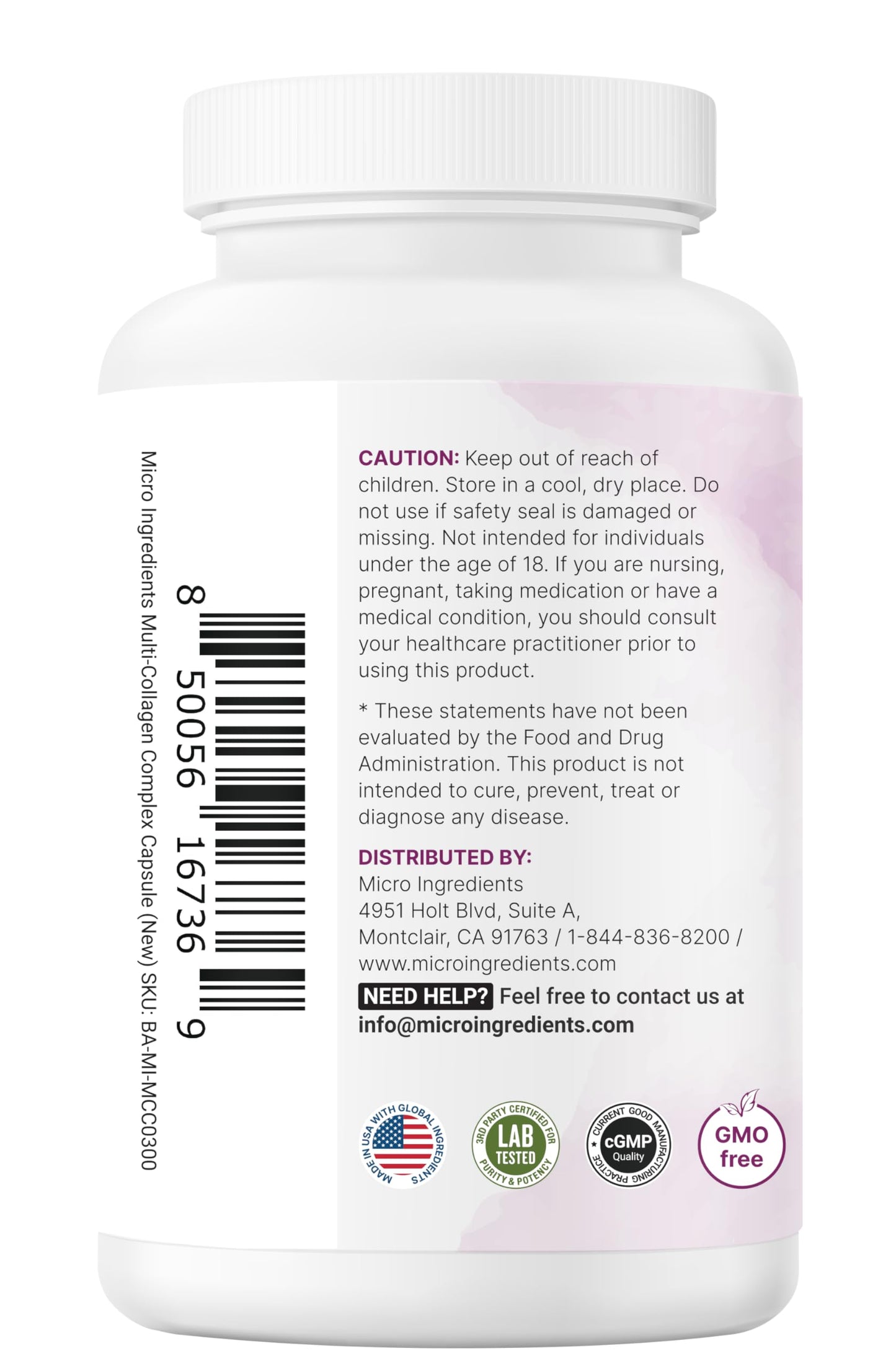 Micro Ingredients Multi Collagen Pills, 240 Capsules | Type I, II, III, V, X | Hydrolyzed Peptides with Biotin, Hyaluronic Acid, & Fat Soluble Vitamin C Complex | Non-GMO, Filler Free