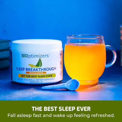 BIOptimizers Sleep Breakthrough 2.0 – Natural Support Supplement | Calming Relief Aid Adults | Non Habit Forming | 202.5 g Powder Blue Berry Dreams