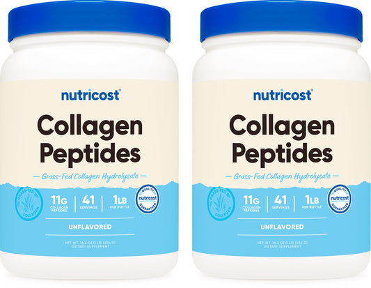 Nutricost Collagen Peptides Powder 1LB (454 G) - Grass Fed Bovine Collagen Hydrolysate (Unflavored)