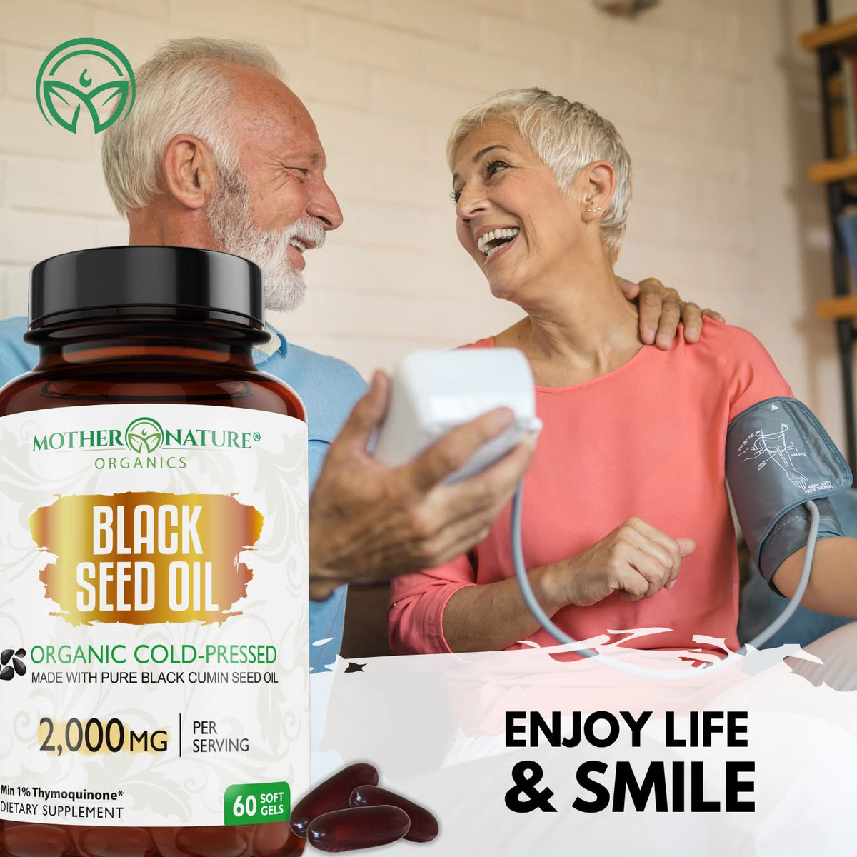 Organic Black Seed Oil 2000mg - 60 Softgel Capsules (Non-GMO) Premium Cold-Pressed