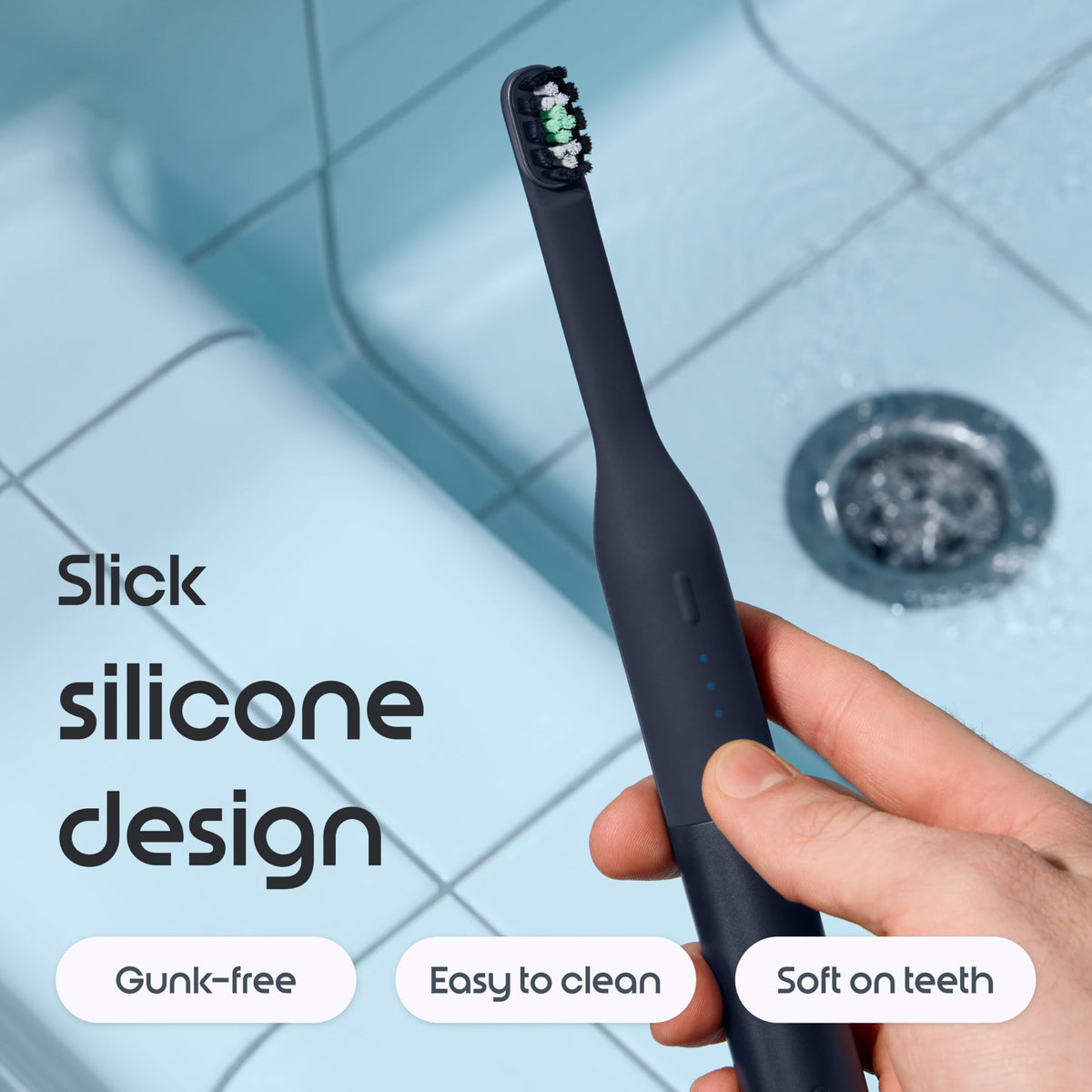 Quip Ultra Lite Sonic Electric Toothbrush, 3 Modes, Mirror Mount, Ash