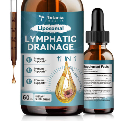 Liposomal Lymphatic Drainage Drops - 11 In 1 Organic Lymphatic Drainage Supplement with Burdock Root, Echinacea, Elderberry, Calendula, Cleavers Herb, Dandelion Supports Lymphatic Health 2 FL.OZ