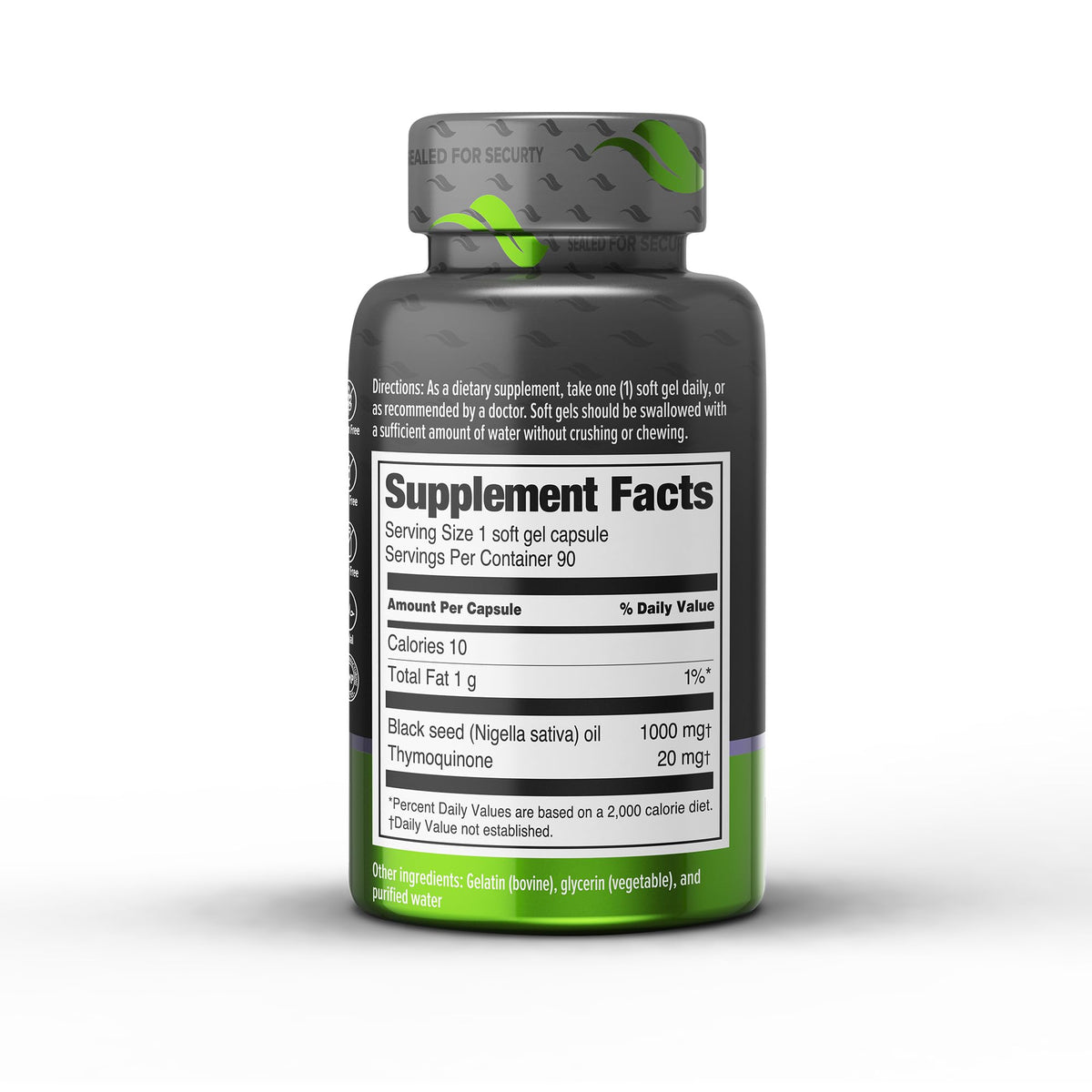 ORZAX Black Seed Oil 1000 mg Organic Cold Pressed Capsules for Hair, Skin