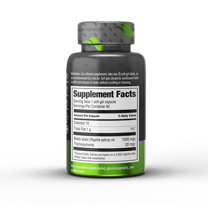ORZAX Black Seed Oil 1000 mg Organic Cold Pressed Capsules for Hair, Skin