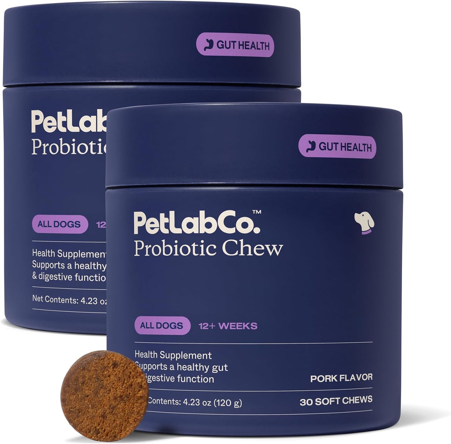 PetLab Co. Probiotic Chews for Dogs, 30 Soft Chews, 2-Pack | 8-strain probiotic blend with prebiotics to support digestive health, skin and seasonal allergy support