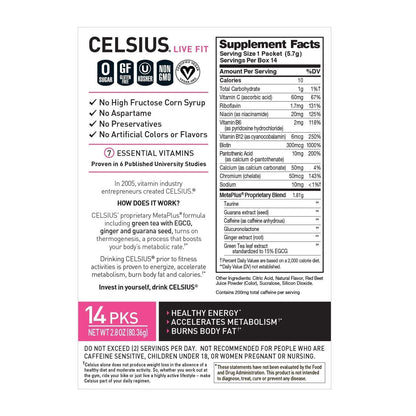 CELSIUS On-The-Go Powder Stick Packs, Zero Sugar (14 Sticks per Pack)