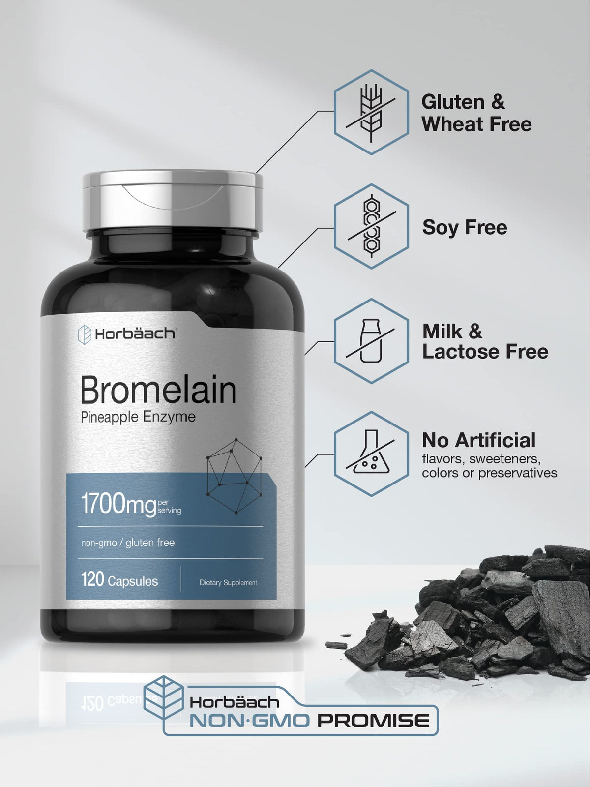 Horbaach Bromelain 1700 mg | 120 Capsules | Supports Digestive Health | Pineapple