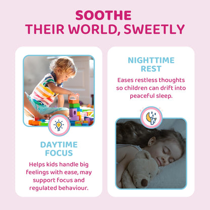 Kids Calm Magnesium Bisglycinate Saffron Gummies + Vegan Omega 3 - Magnesium Glycinate Chelated Supplement for Kids w/L-Theanine & Chamomile, Natural Calming Supplement Focus Gummies Sugar Free, 60ct