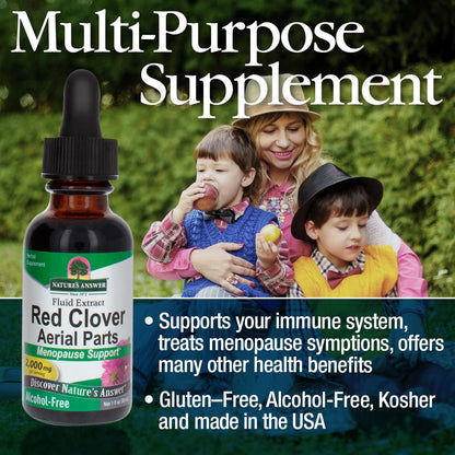Nature's Answer Red Clover Extract Supplement Alcohol Free 1 Oz (Pack of 4) | Natural Mood Support