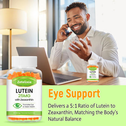 Lutein Gummies 25mg - Eye Vitamins Lutein & Zeaxanthin Eye Health Supplements for Adults,Sugar Free Eye Health Gummies Supplement - Support Vision,Macular,Blue Light Filtering (120 Count)