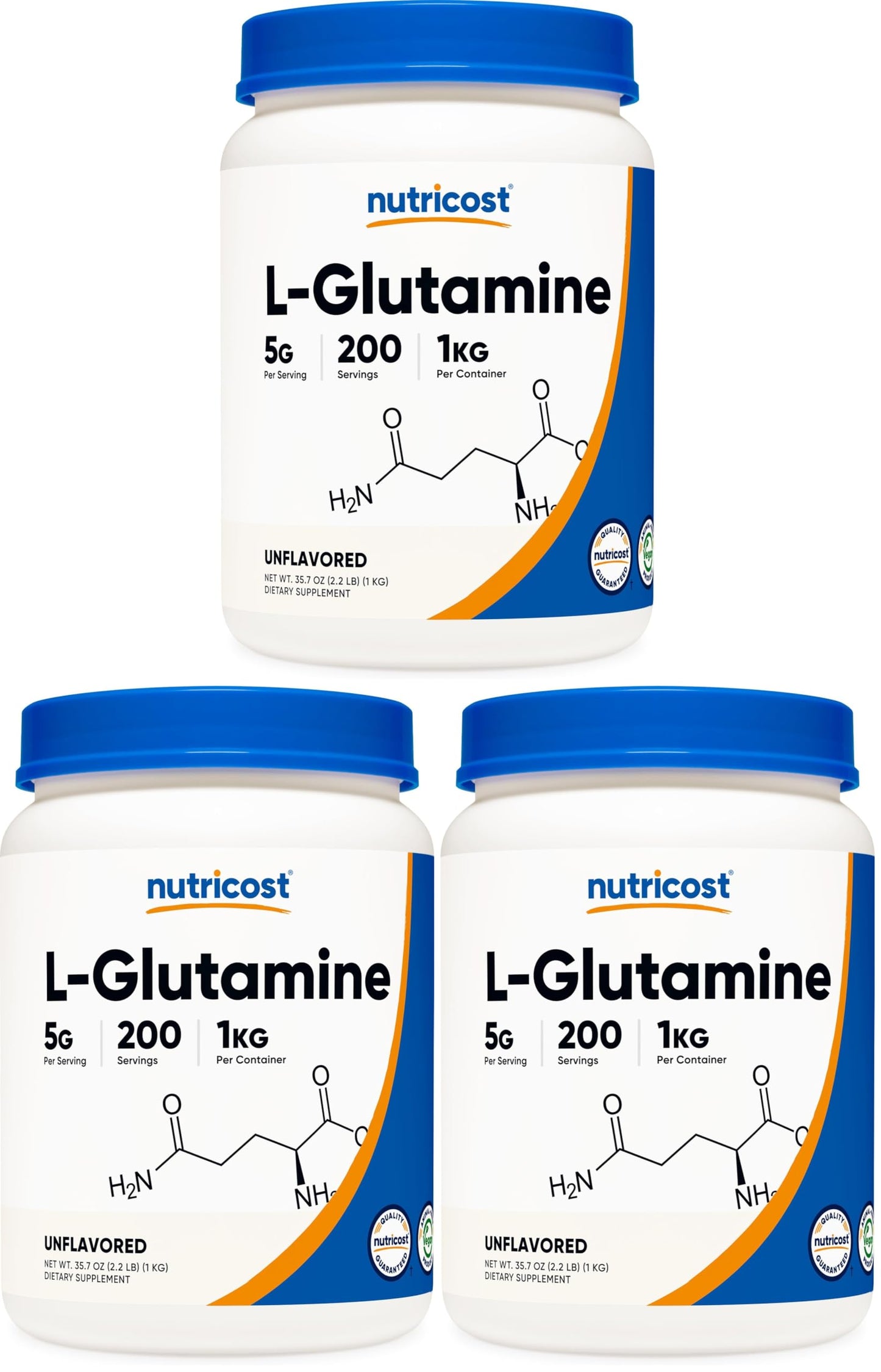Nutricost L-Glutamine Powder (500 Grams) Unflavored - Gluten Free & Non-GMO, 100 Servings