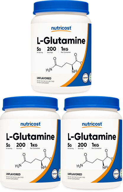 Nutricost L-Glutamine Powder (500 Grams) Unflavored - Gluten Free & Non-GMO, 100 Servings
