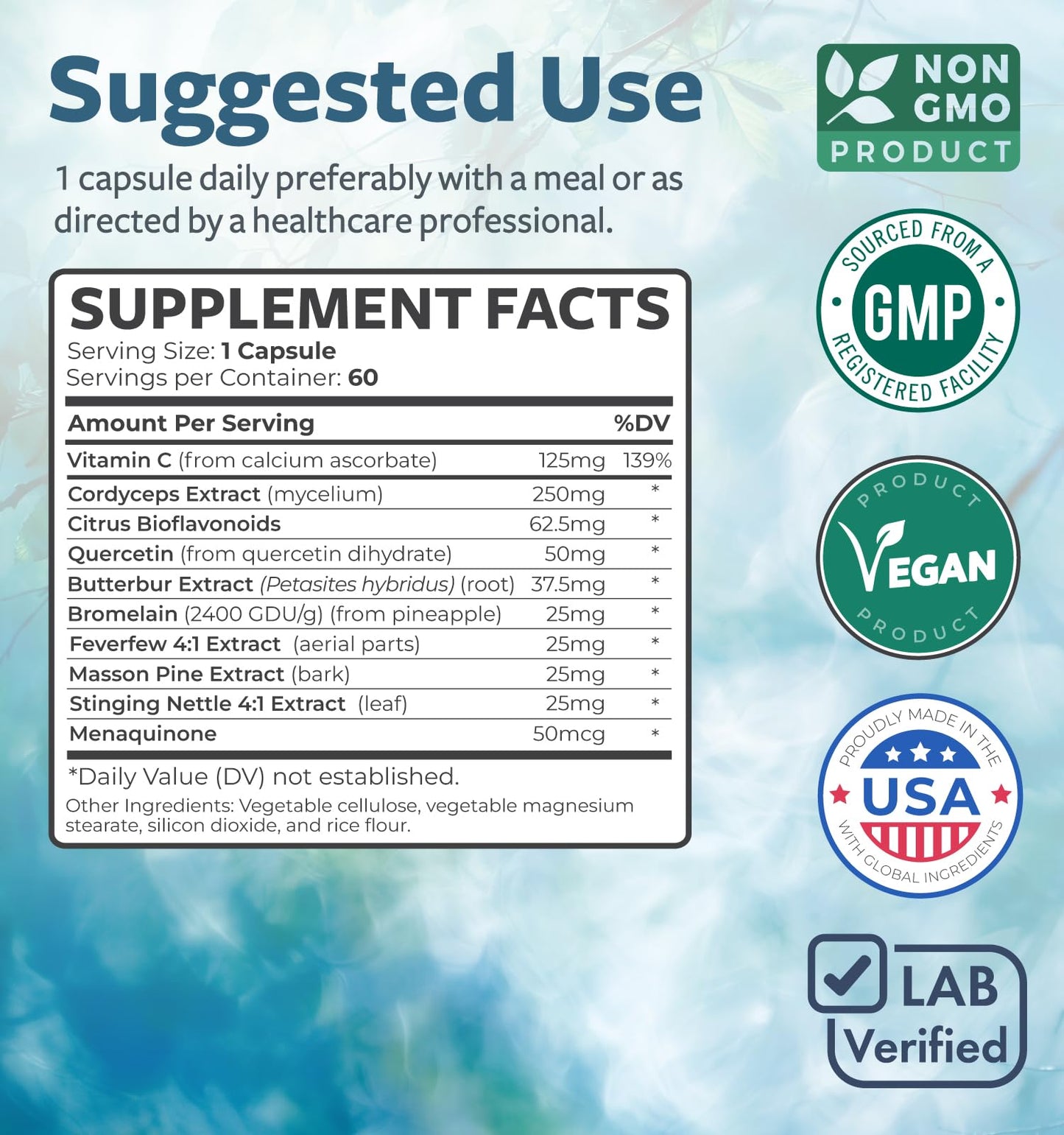 Respiratory Lung Health Supplement - Invigorating Lung Support Supplement Helps Support Clear Airways Mucus Removal and Seasonal or Year Round Detox - Vegan Herbal Non-GMO Formula (2 Months Supply)