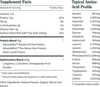 Snap Supplements Plant Based Vegan Protein Powder, Vanilla, 30 Servings