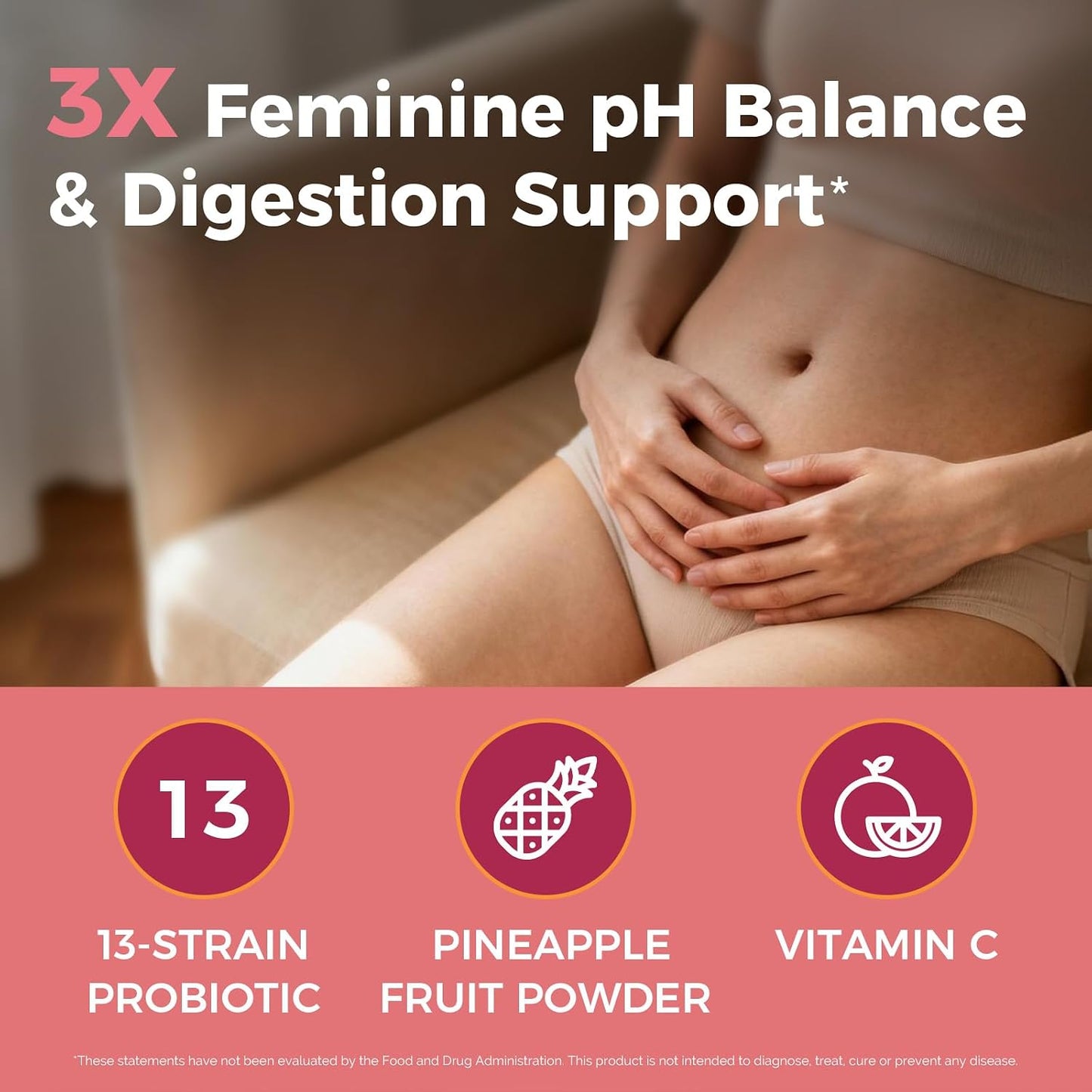 NewRhythm Vaginal Probiotics for Women, with Pineapple Powder, Vitamin C, Natural Vaginal PH Balance, Immune Support & Digestive Health, Vegan, 60 Capsules