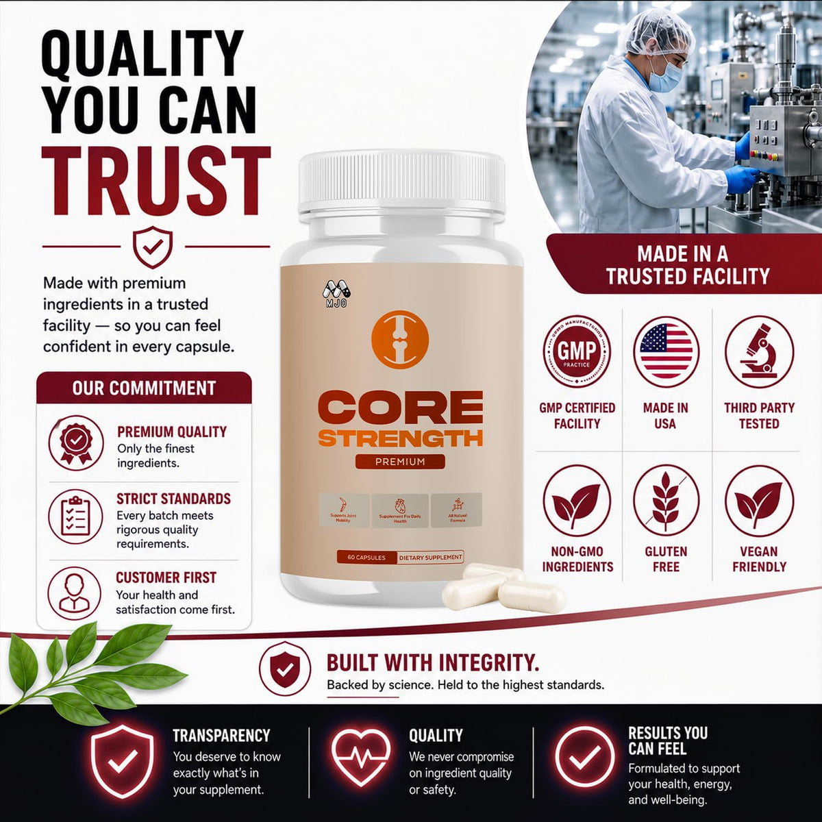 Core Strength Supplement for Joint Support Pills 2-Pack Bundle 120 Capsules