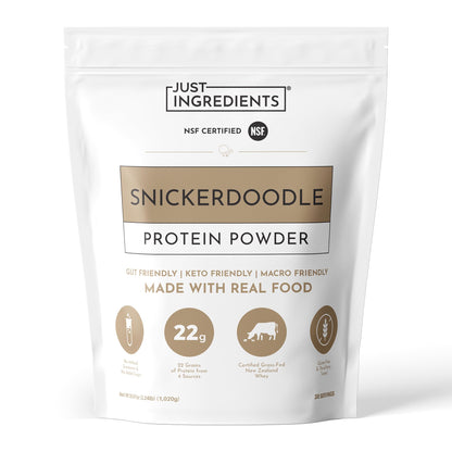 JUST INGREDIENTS Vanilla Bean Protein Powder – 20-Serving Blend with 100% Grass-Fed Whey & Organic Plant Proteins – Real Vanilla Bean & Cinnamon – Supports Muscle Recovery, Energy*