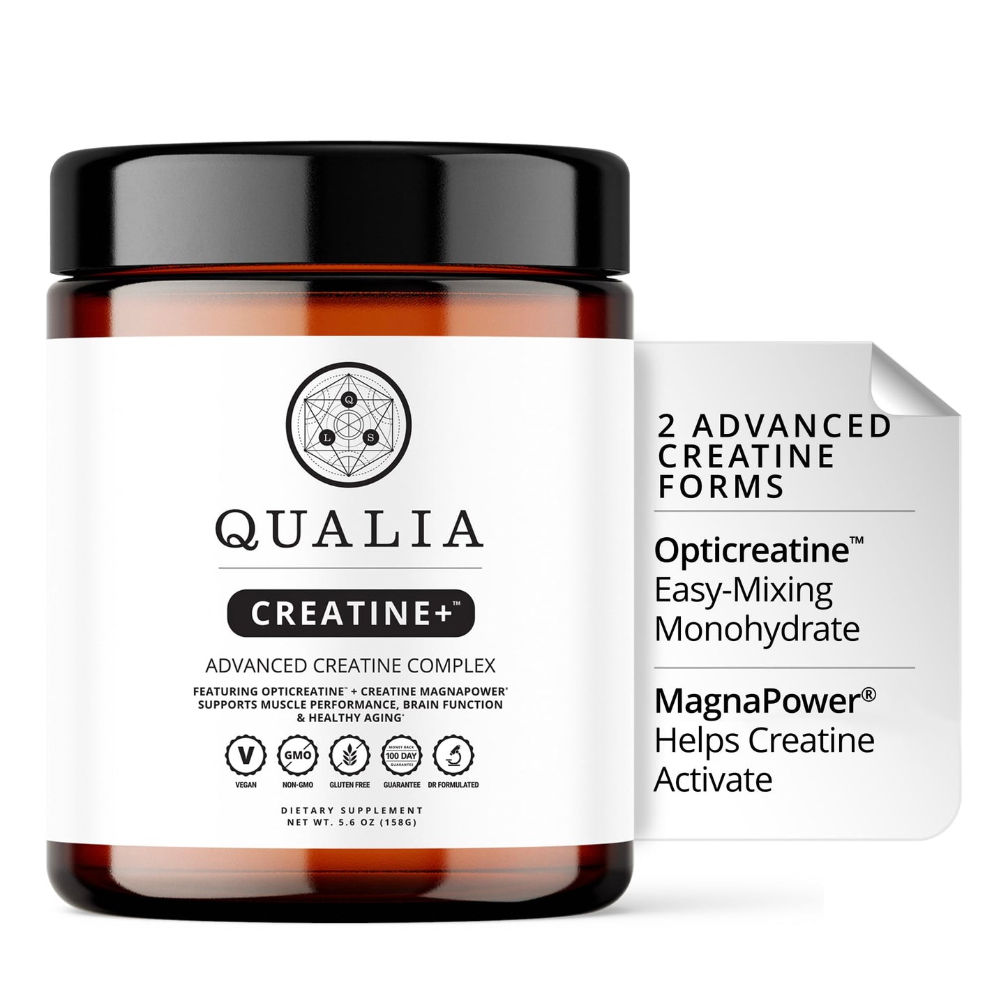Qualia Creatine | Advanced Creatine Complex | 2 Sources + Magnesium | Optimized Absorption | Muscle Performance, Brain Function, & Healthy Aging (30 Servings)