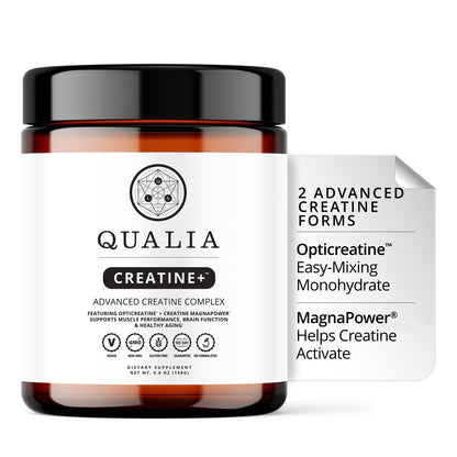 Qualia Creatine | Advanced Creatine Complex | 2 Sources + Magnesium | Optimized Absorption | Muscle Performance, Brain Function, & Healthy Aging (30 Servings)
