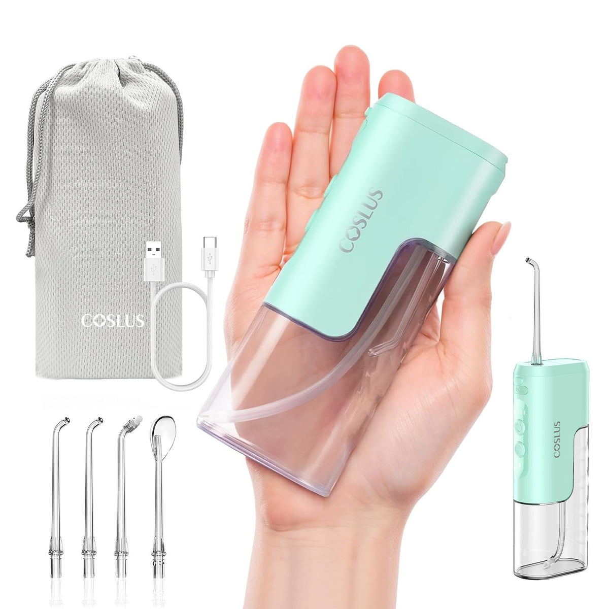 COSLUS T40 Mini Water Flosser for Travel, Portable Compact Design, Balck