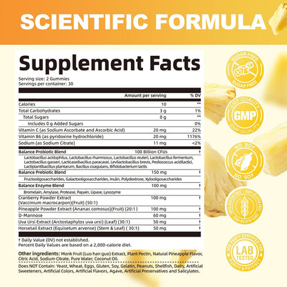 Migcopat Premium Feminine Balance Gummies, Women’s Health Probiotics - 100 Billion CFU Probiotics - Immune Support, Gut Health, Hormone Balance, PH Balance Vitality, Pineapple Flavor, 60 Count