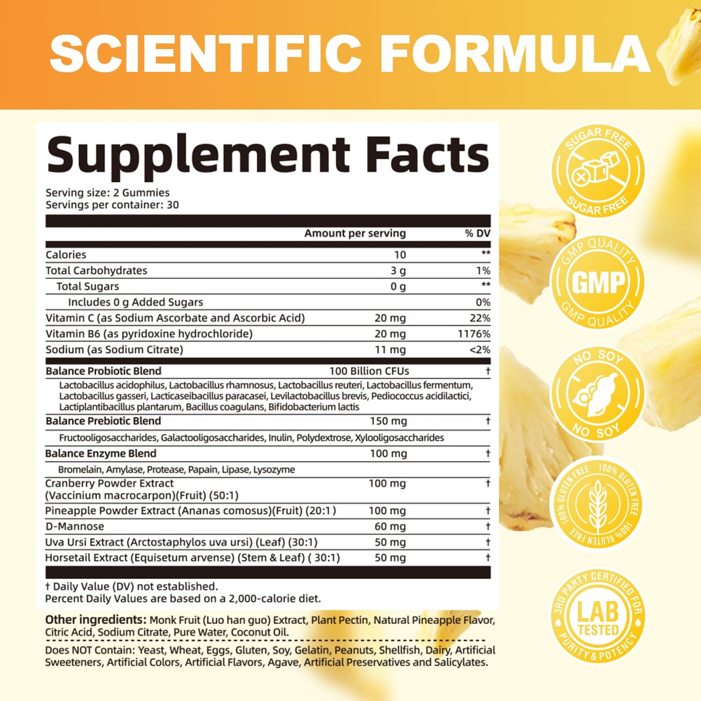 Migcopat Premium Feminine Balance Gummies, Women’s Health Probiotics - 100 Billion CFU Probiotics - Immune Support, Gut Health, Hormone Balance, PH Balance Vitality, Pineapple Flavor, 60 Count