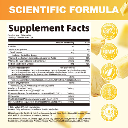 Migcopat Premium Feminine Balance Gummies, Women’s Health Probiotics - 100 Billion CFU Probiotics - Immune Support, Gut Health, Hormone Balance, PH Balance Vitality, Pineapple Flavor, 60 Count