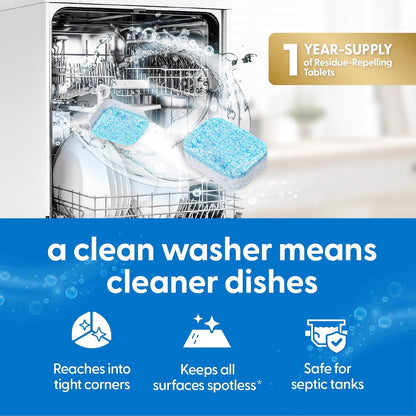 Dishwasher Cleaner & Deodorizer Tablets, Fresh Apple, 1-Year Supply by M3