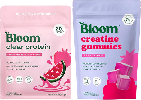 Bloom Strawberry Watermelon Clear Protein and Creatine Gummies Bundle