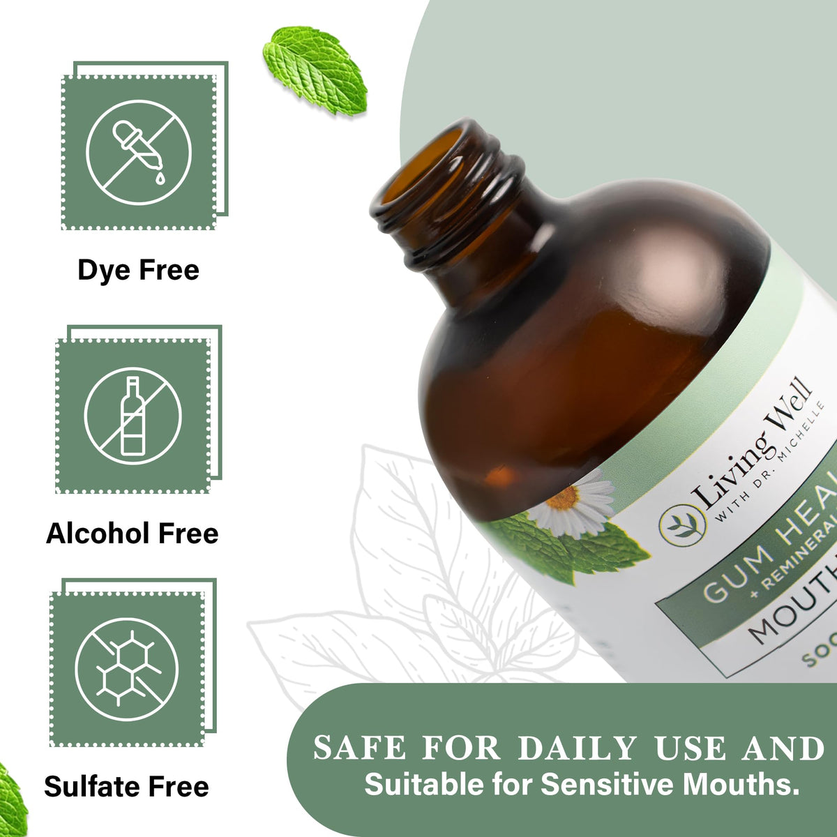 Living Well Dr. Michelle Remineralizing Mouthwash, Cool Mint