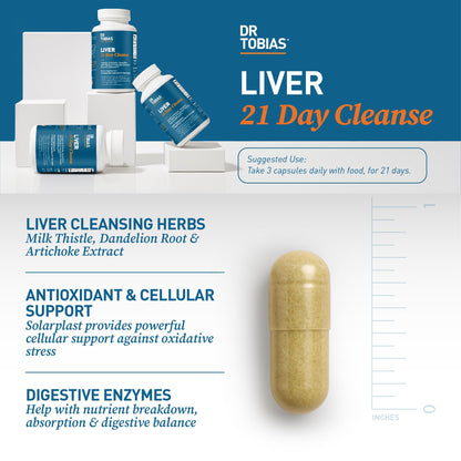 Dr. Tobias Liver 21 Day Cleanse 63 Capsules | Herbal Liver Detox Cleanse | Liver & Digestive Support | Milk Thistle + Dandelion + Artichoke | SOLARPLAST + Enzymes | 21-Day Program