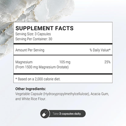 SuperSmart Magnesium Orotate 1500mg per Day - High Absorption Magnesium Supplement | Non GMO & Gluten Free - 90 Vegetarian Capsules