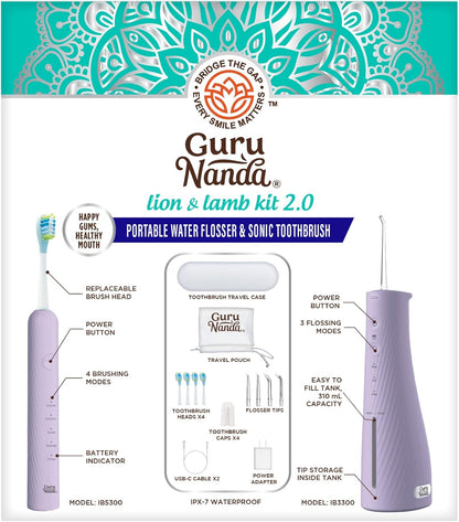 GuruNanda Electric Toothbrush & Water Flosser, 4 Toothbrush Heads, 4 Tips