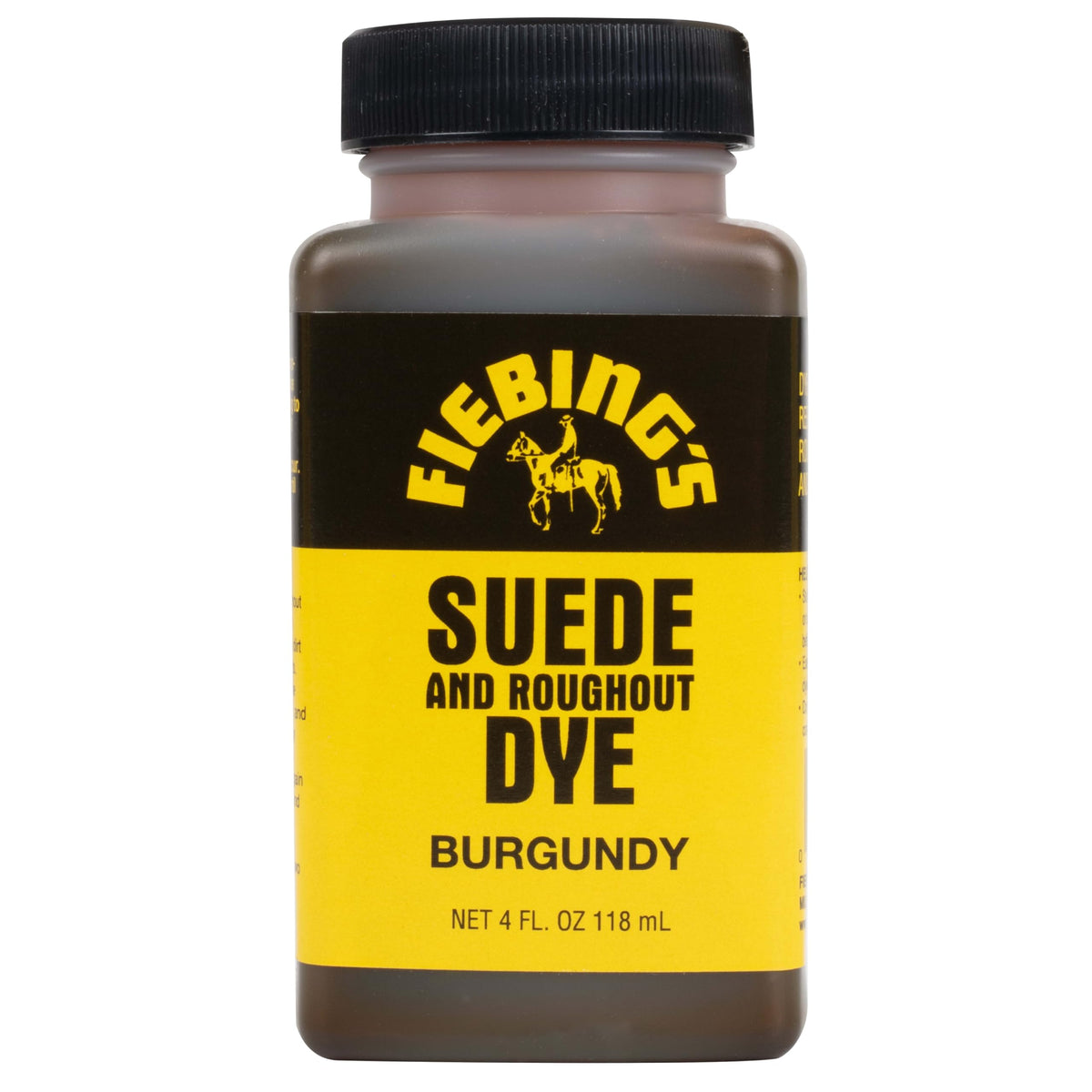 Fiebing's Black Suede Dye (4 oz) - Recolor, Brighten & Restore Suede & Roughout Leather Shoes, Furniture, Purse - Includes Wool Dauber for Easy Application - Flexible When Dry, Won't Crack or Peel
