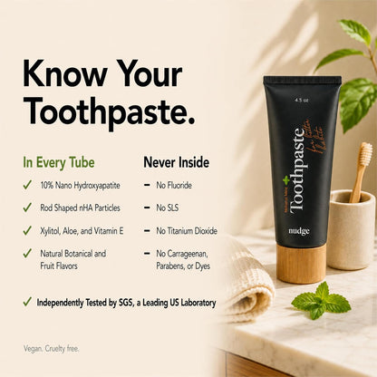 Nudge Whitening Kit with 10% Nano Hydroxyapatite Toothpaste 4.5 oz & Whitening Gel Pen 2 ml – Fluoride Free, SLS Free