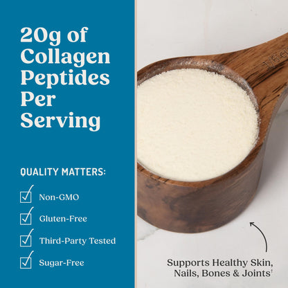 Bulletproof Unflavored Collagen Peptides Powder, 20g Grass-Fed Collagen Protein and Amino Acids for Skin, Bones and Joints, 17.6 Ounces