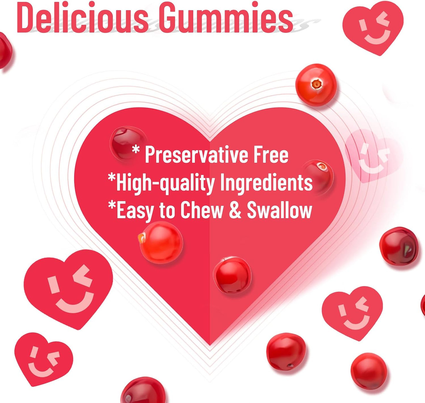 Cranberry Gummies 1000mg, Cranberry Supplements for Women 60 Count | Cranberry Gummies 1000mg, Cranberry Supplements for Women, with D-Mannose 250mg, Urinary Tract Health 60 Count