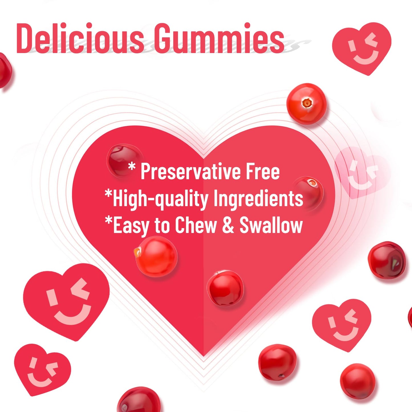 Cranberry Gummies 1000mg, Cranberry Supplements for Women 60 Count | Cranberry Gummies 1000mg, Cranberry Supplements for Women, with D-Mannose 250mg, Urinary Tract Health 60 Count