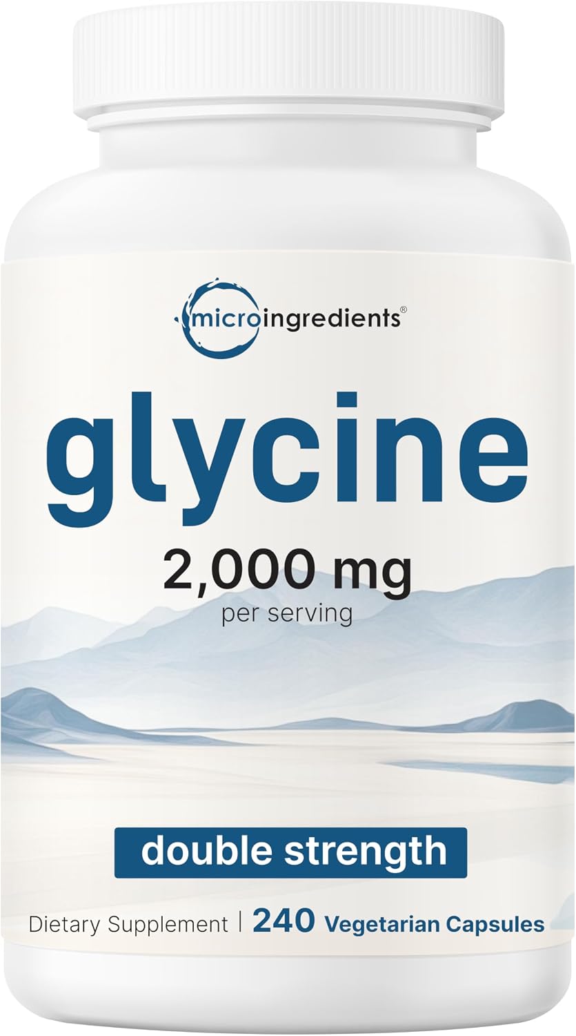Glycine 2,000mg Per Serving, 240 Veggie Capsules | Free Form | Double Strength Amino Acids | Restful Sleep and Neurotransmitter Support Supplements | Non-GMO, Gluten Free