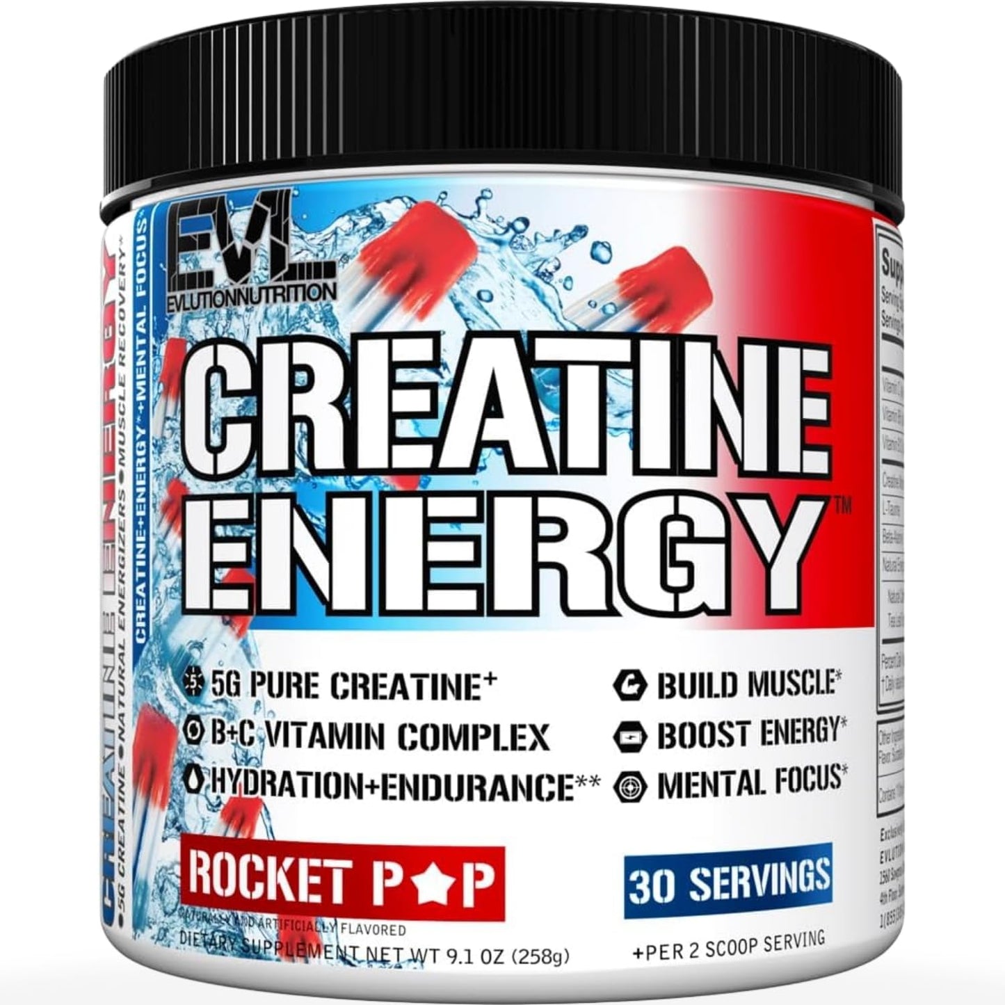 Evlution Nutrition Creatine 5000 - Supports Faster Recovery Lean Muscle Growth & Performance - Pre & Post Workout Powder - 5000mg Pure Creatine Monohydrate Per Serving - 60 Servings - Unflavored