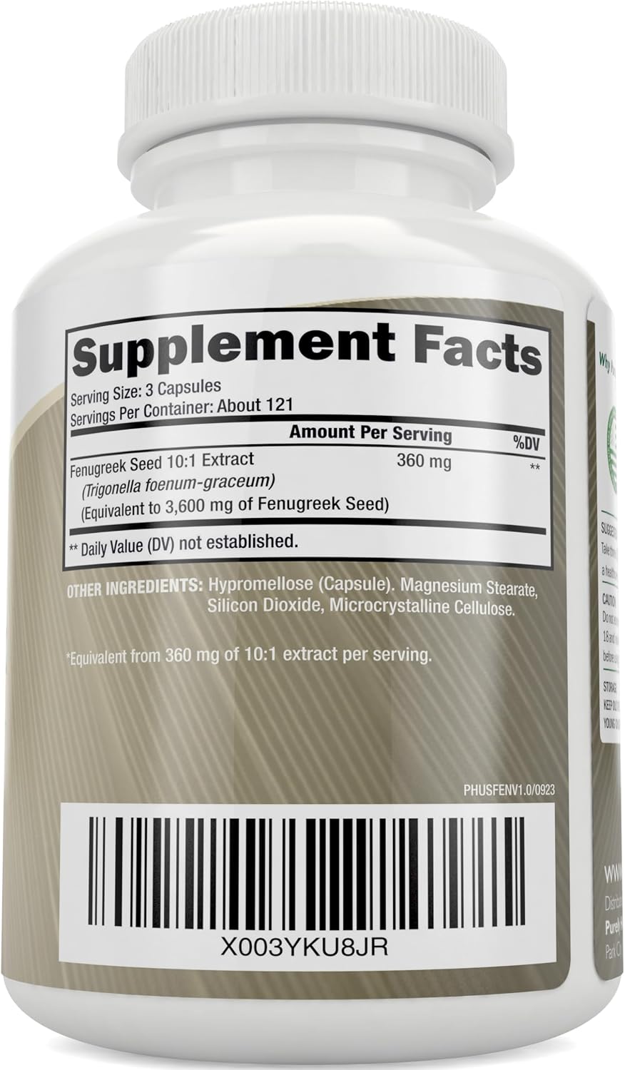 Fenugreek Capsules, Energy & Performance Support, 10:1 Fenugreek Extract | Extra Strength Formula, Supports Hormone Balance for Men & Women, Vegan Gluten-Free & Non-GMO, 365 Capsules (4 Month Supply)