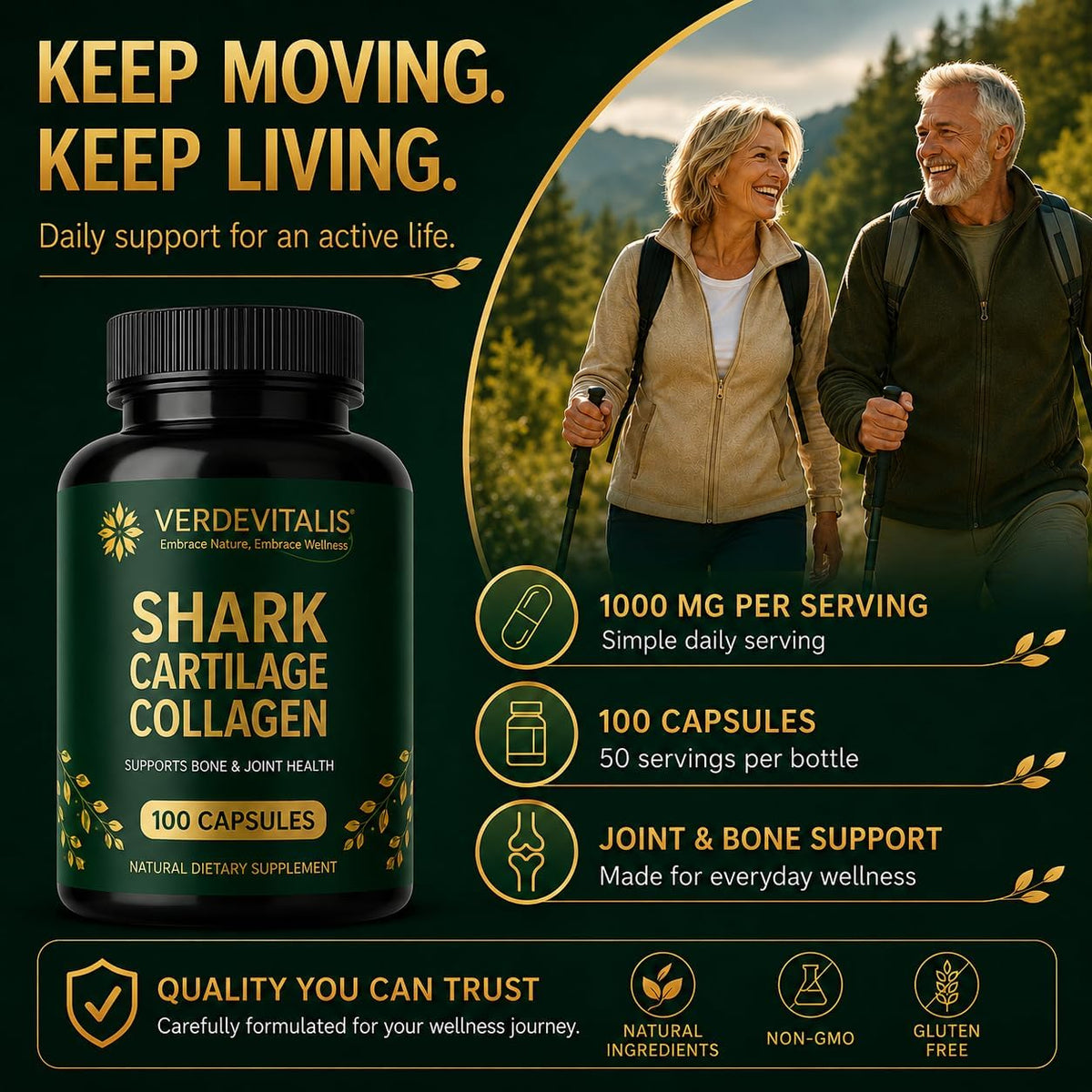 Cartilage Capsules 500mg Supplement for Joint & Bone Support, 100 Capsules