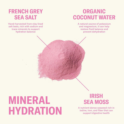 Ballerina Farm Farmer Hydrate Raspberry Lemonade Electrolyte Powder Packets | Travel Ready, Organic Coconut Water, Irish Sea Moss, French Sea Salt, 210mg Sodium, 25 Count