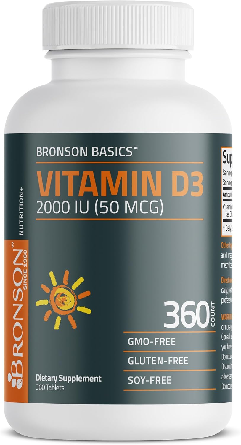 Bronson Vitamin D3 2000 IU (50mcg) Non-GMO, 360 Tablets