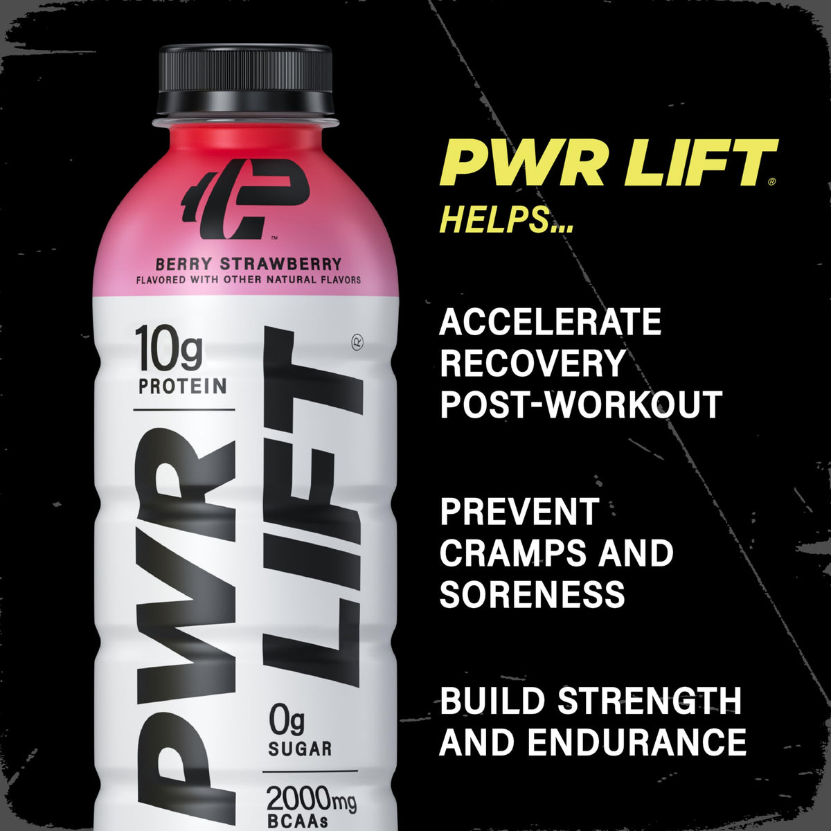 Whey Protein Water Sports Drink by PWR LIFT | Berry Strawberry | Keto, Vitamin B