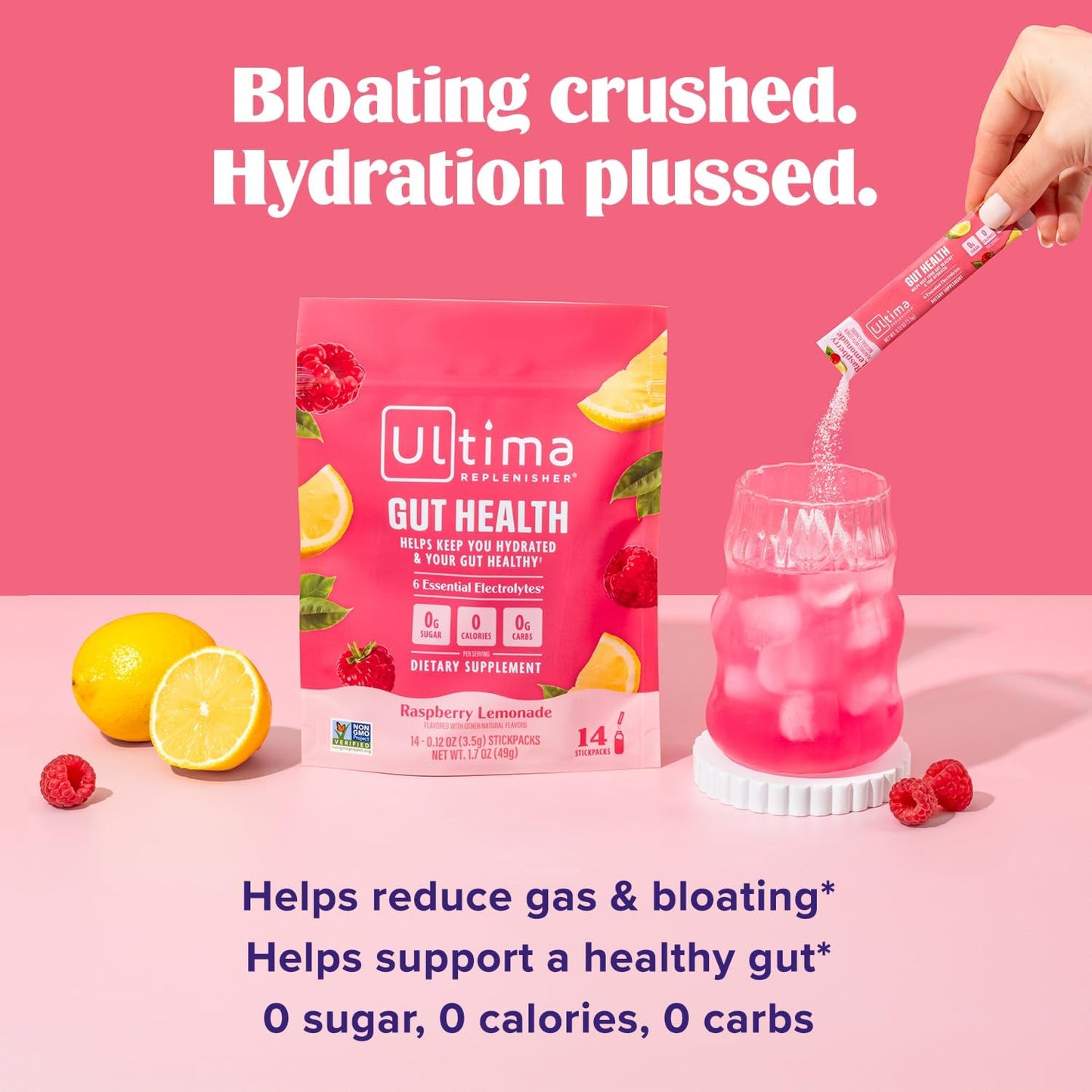 Ultima Replenisher Electrolyte Powder Drink Mix Bundle – Sugar Free – Crave Killer and Gut Health, 14 Stickpacks – 6 Electrolytes and Minerals – Keto Friendly, Vegan, Non-GMO