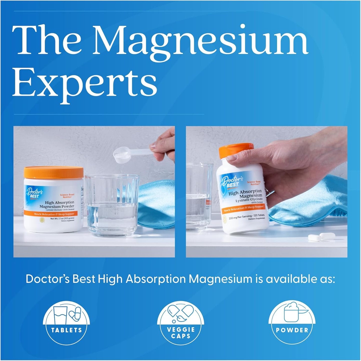 Doctor's Best High Absorption Magnesium Glycinate Lysinate Supplement for Sleep Support - Chelated Magnesium Tablets for Women & Men, 200mg per Serving, Supports Calm & Relaxation, Vegan - 240 Count