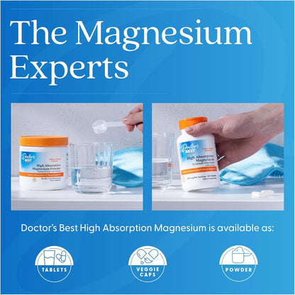 Doctor's Best High Absorption Magnesium Glycinate Lysinate Supplement for Sleep Support - Chelated Magnesium Tablets for Women & Men, 200mg per Serving, Supports Calm & Relaxation, Vegan - 240 Count